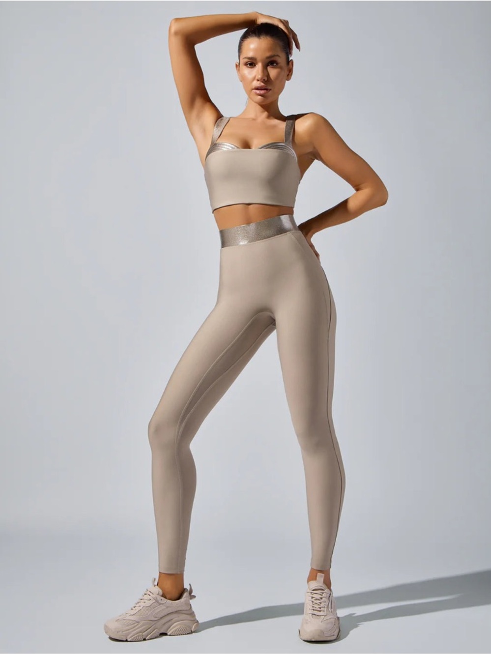 High-Rise Sculpting Mona Kattan Heroine Sport Leggings Taupe